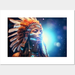 Native Indian Warrior Spirit Fantastic Cosmic Magical Posters and Art